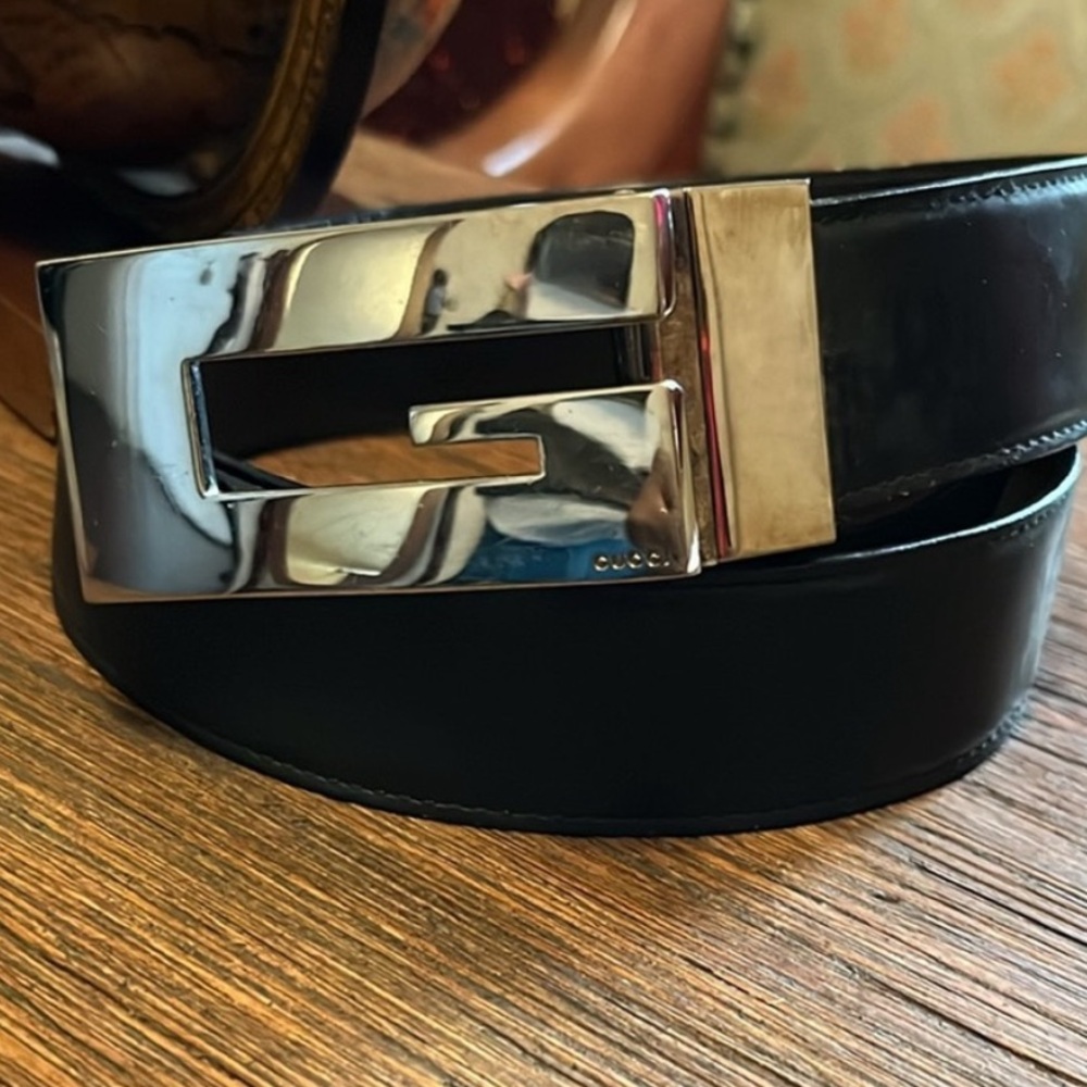 Gucci Vintage Black Leather Belt